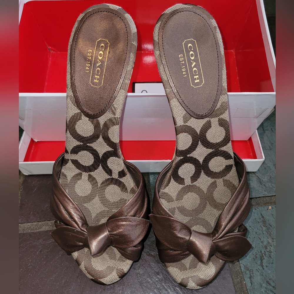 Coach cork kitten heel